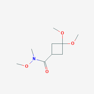 molecular formula C9H17NO4 B8286151 N,3,3-trimethoxy-N-methylcyclobutane-1-carboxamide CAS No. 1080636-92-5