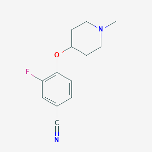 molecular formula C13H15FN2O B8286169 3-Fluoro-4-(1-methylpiperidin-4-yloxy)benzonitrile 