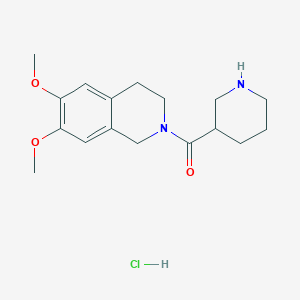 molecular formula C17H25ClN2O3 B8286193 (+/-)-6,7-Dimethoxy-2-[(3-piperidyl)carbonyl]-1,2,3,4-tetrahydroisoquinoline hydrochloride 