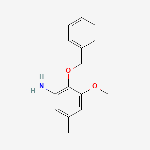 molecular formula C15H17NO2 B8286285 2-Benzyloxy-3-methoxy-5-methylaniline 