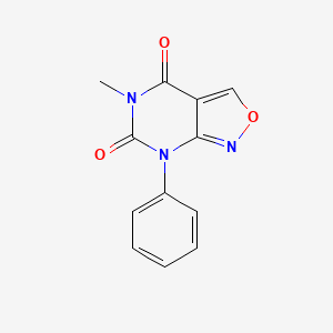 molecular formula C12H9N3O3 B8286313 5-Methyl-7-phenyl-5H,7H-isoxazolo[3,4-d]pyrimidine-4,6-dione 