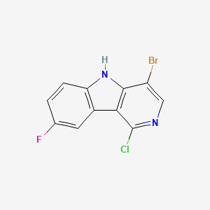 molecular formula C11H5BrClFN2 B8286499 4-bromo-1-chloro-8-fluoro-5H-pyrido[4,3-b]indole 