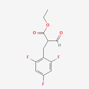 molecular formula C12H11F3O3 B8286660 Ethyl 2-formyl-3-(2,4,6-trifluorophenyl)propanoate 