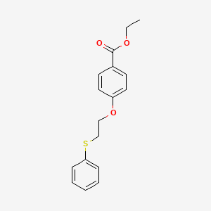 molecular formula C17H18O3S B8286693 1-(4-Ethoxycarbonylphenoxy)-2-phenylthio ethane 