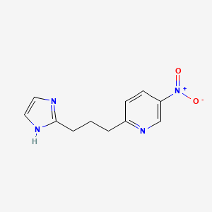 molecular formula C11H12N4O2 B8286804 2-(3-(1H-imidazol-2-yl)propyl)-5-nitropyridine 