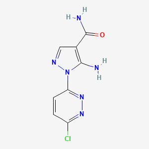 molecular formula C8H7ClN6O B8286901 3-Chloro-6-(4-carbamoyl-5-amino-1-pyrazolyl)-pyridazine 