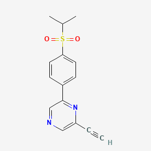 molecular formula C15H14N2O2S B8286940 2-Ethynyl-6-(4-(isopropylsulfonyl)phenyl)pyrazine 