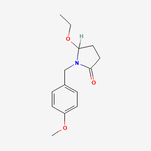 molecular formula C14H19NO3 B8286993 (+-)-5-Ethoxy-1-((4-methoxyphenyl)methyl)-2-pyrrolidinone CAS No. 136410-27-0