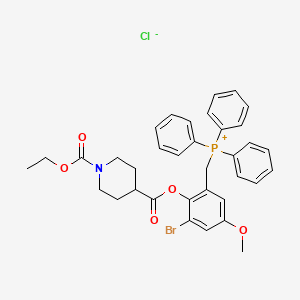molecular formula C35H36BrClNO5P B8287110 (3-Bromo-2-((1-(ethoxycarbonyl)piperidine-4-carbonyl)oxy)-5-methoxybenzyl)triphenylphosphonium chloride 