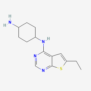 molecular formula C14H20N4S B8287186 1-N-[6-ethylthieno[2,3-d]pyrimidin-4-yl]cyclohexane-1,4-diamine 