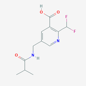 molecular formula C12H14F2N2O3 B8287253 2-(Difluoromethyl)-5-(isobutyramidomethyl)nicotinic acid 