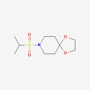 molecular formula C10H19NO4S B8287275 1-Isopropylsulphonyl-piperidin-4-one ethylene ketal 