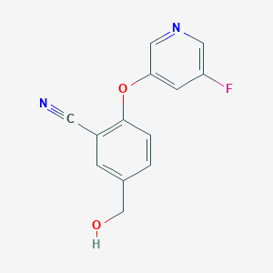 molecular formula C13H9FN2O2 B8287296 2-((5-Fluoropyridin-3-yl)oxy)-5-(hydroxymethyl)benzonitrile 