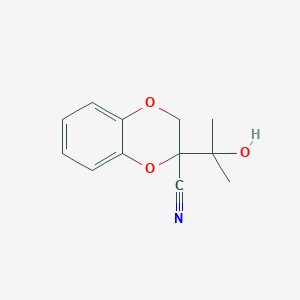 molecular formula C12H13NO3 B8287518 3-(2-hydroxypropan-2-yl)-2H-1,4-benzodioxine-3-carbonitrile 