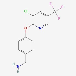 molecular formula C13H10ClF3N2O B8287582 4-(3-Chloro-5-trifluoromethyl-2-pyridyloxy)benzylamine 