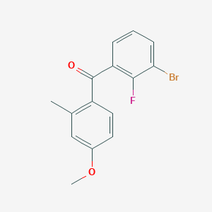 molecular formula C15H12BrFO2 B8287732 (3-Bromo-2-fluorophenyl)(4-methoxy-2-methylphenyl)methanone CAS No. 680610-74-6