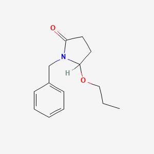 molecular formula C14H19NO2 B8287812 (+-)-1-(Phenylmethyl)-5-propoxy-2-pyrrolidinone CAS No. 136410-28-1