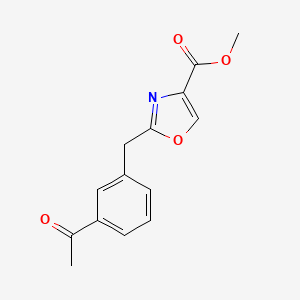 molecular formula C14H13NO4 B8287824 2-(3-Acetyl-benzyl)-oxazole-4-carboxylic acid methyl ester 