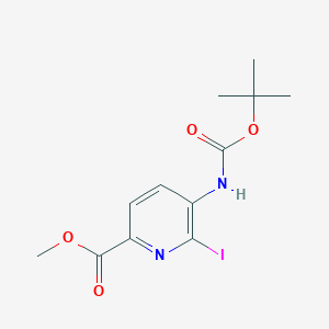 molecular formula C12H15IN2O4 B8287856 Methyl 5-(tert-butoxycarbonylamino)-6-iodopyridine-2-carboxylate 