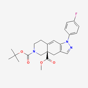 molecular formula C23H26FN3O4 B8287963 (R)-6-tert-butyl 4a-methyl 1-(4-fluorophenyl)-4a,5,7,8-tetrahydro-1H-pyrazolo[3,4-g]isoquinoline-4a,6(4H)-dicarboxylate 
