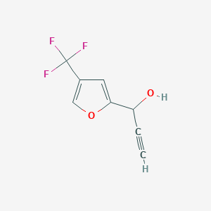 molecular formula C8H5F3O2 B8288100 1-(4-Trifluoromethyl-2-furyl)-2-propynol 