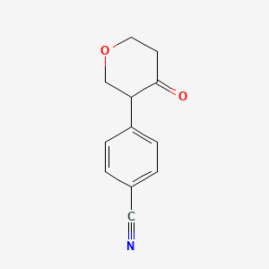 molecular formula C12H11NO2 B8288118 4-(4-oxotetrahydro-2H-pyran-3-yl)benzonitrile 