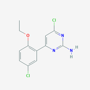 molecular formula C12H11Cl2N3O B8288170 4-Chloro-6-(5-chloro-2-ethoxy-phenyl)-pyrimidin-2-ylamine 