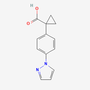 molecular formula C13H12N2O2 B8288185 1-[4-(1H-pyrazol-1-yl)phenyl]cyclopropanecarboxylic acid 