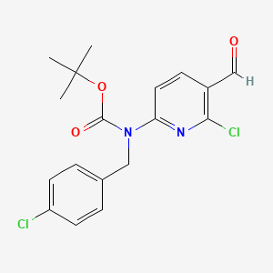 molecular formula C18H18Cl2N2O3 B8288225 (4-Chloro-benzyl)-(6-chloro-5-formyl-pyridin-2-yl)-carbamic acid tert-butyl ester 