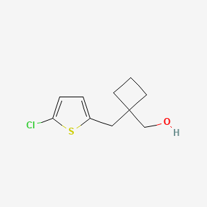 molecular formula C10H13ClOS B8288276 [1-(5-Chloro-thiophen-2-ylmethyl)-cyclobutyl]-methanol 