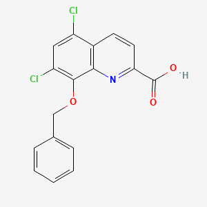 molecular formula C17H11Cl2NO3 B8288376 5,7-Dichloro-8-benzyloxy-quinoline-2-carboxylic acid 