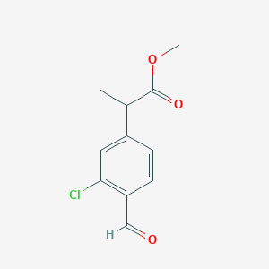 molecular formula C11H11ClO3 B8288408 Methyl 2-(3-chloro-4-formylphenyl)propionate 