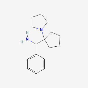 molecular formula C16H24N2 B8288474 (+/-)1-Phenyl-1-[1-(1-pyrrolidinyl)cyclopentyl]methanamine 
