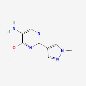 molecular formula C9H11N5O B8288485 4-Methoxy-2-(1-methyl-1H-pyrazol-4-yl)pyrimidin-5-amine 