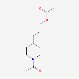 molecular formula C12H21NO3 B8288606 1-Acetoxy-3-(N-acetyl-4-piperidinyl)propane 