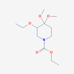 molecular formula C12H23NO5 B8288888 Ethyl 3-ethoxy-4,4-dimethoxy-1-piperidinecarboxylate 