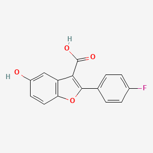 molecular formula C15H9FO4 B8289084 2-(4-Fluorophenyl)-5-hydroxybenzofuran-3-carboxylic acid 