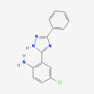 molecular formula C14H11ClN4 B8289148 3-Phenyl-5-(2-amino-5-chlorophenyl)-1H-1,2,4-triazole 