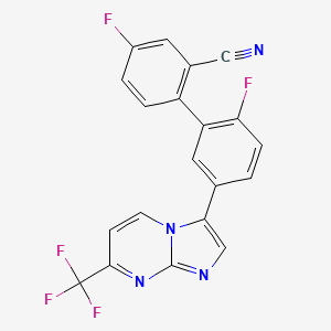 molecular formula C20H9F5N4 B8289194 4,2-Difluoro-5-(7-trifluoromethylimidazo[1,2-a]pyrimidin-3-yl)biphenyl-2-carbonitrile 