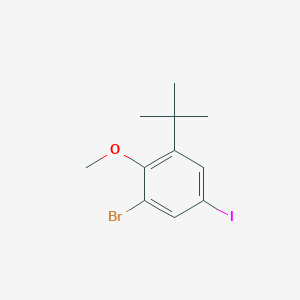 molecular formula C11H14BrIO B8289241 1-Bromo-3-tert-butyl-5-iodo-2-methoxybenzene 