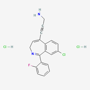 molecular formula C19H16Cl3FN2 B8289250 3-(8-Chloro-1-(2-fluorophenyl)-3H-2-benzazepin-5-yl)-2-propyn-1-amine dihydrochloride CAS No. 81078-50-4