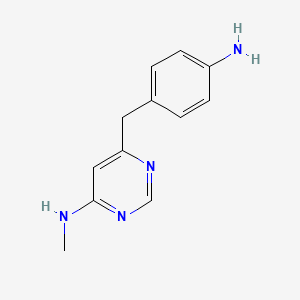 molecular formula C12H14N4 B8289275 [6-(4-Amino-benzyl)-pyrimidin-4-yl]-methyl-amine 