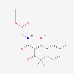 molecular formula C20H25NO5 B8289309 1,1-Dimethylethyl N-((6-methyl-4-hydroxy-1,1-dimethyl-2-oxo-naphthalen-3-yl)carbonyl)glycinate 