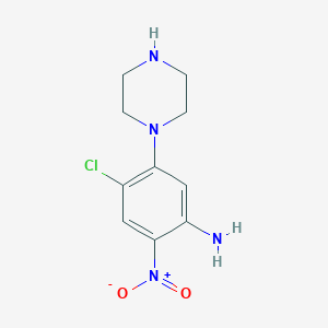 molecular formula C10H13ClN4O2 B8289428 4-Chloro-2-nitro-5-(piperazin-1-yl)aniline 