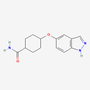 molecular formula C14H17N3O2 B8289437 4-(1H-indazol-5-yloxy)cyclohexanecarboxamide 
