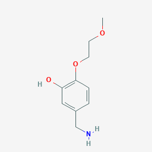 molecular formula C10H15NO3 B8289483 5-(Aminomethyl)-2-(2-methoxyethoxy)phenol 