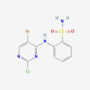 molecular formula C10H8BrClN4O2S B8289541 2-(5-Bromo-2-chloropyrimidin-4-ylamino)benzenesulfonamide 