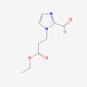 molecular formula C9H12N2O3 B8289666 Ethyl 3-(2-formylimidazol-1-yl)propanoate 