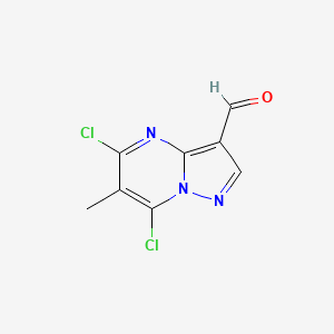 molecular formula C8H5Cl2N3O B8289675 5,7-Dichloro-6-methylpyrazolo[1,5-a]pyrimidine-3-carbaldehyde 