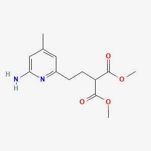 molecular formula C13H18N2O4 B8289687 Dimethyl (2-(6-amino-4-methyl-2-pyridinyl)ethyl)malonate 